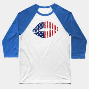 Women Lips American Flag 4th Of July Proud Tie Dye Baseball T-Shirt